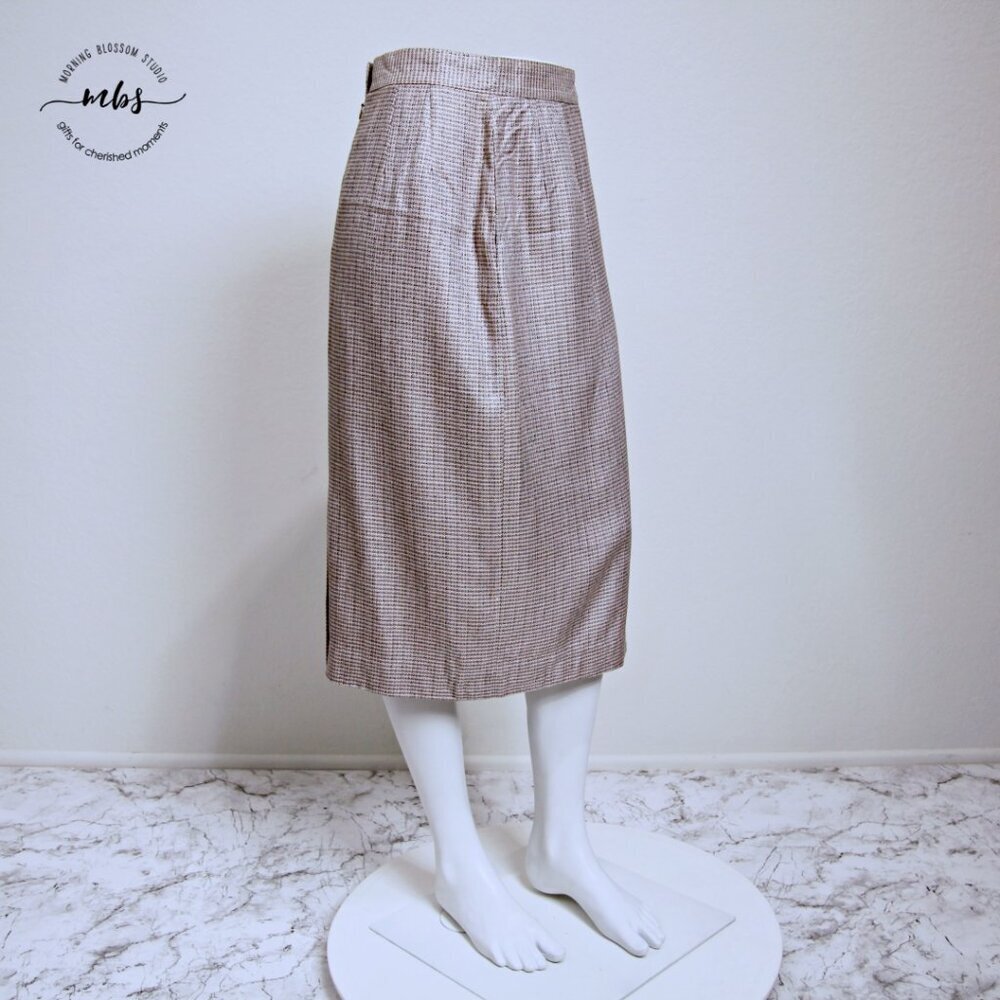 Breckenridge Vintage Pencil High Waist Midi Skirt Brown Tan Women 6